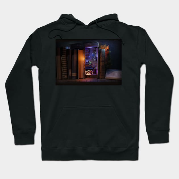 Bookshelf insert - wide - reading in bed Hoodie by vixfx